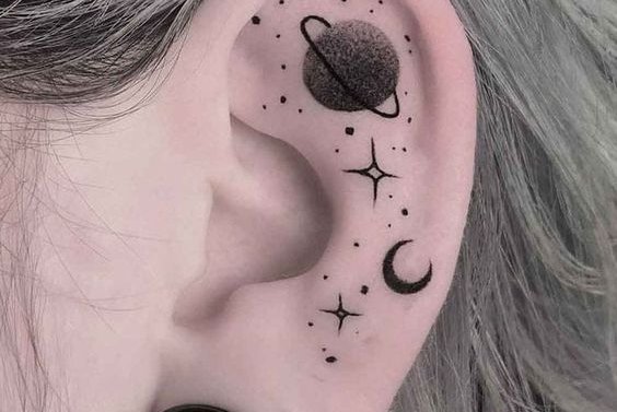 Тату на ухе (19)