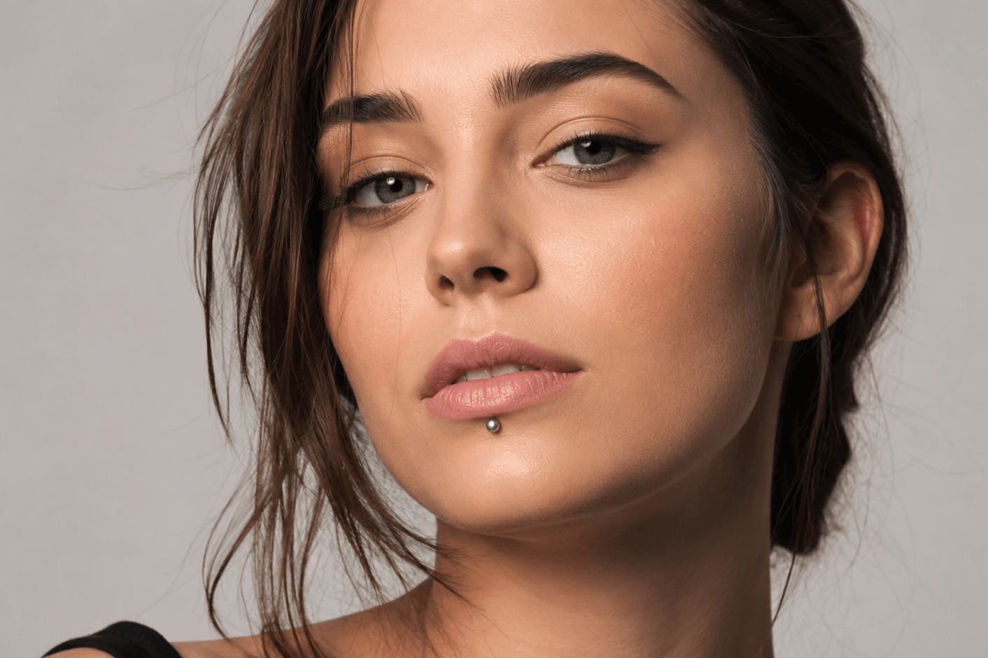 Portrait with central labret piercing